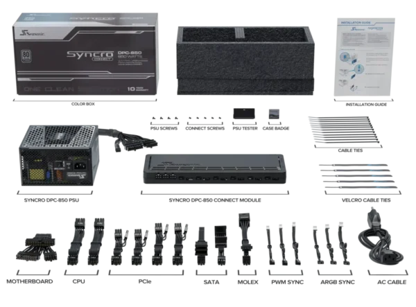 Seasonic Syncro Q704 + DPC-850 850W 80 PLUS Platinum Fully Modular PC Case & Power Supply Bundle - SSR850FB