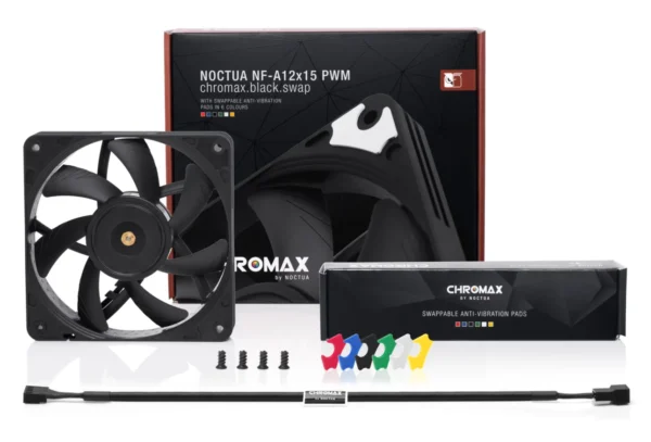 Noctua NF-A12x15 PWM chromax.black.swap 120mm Slim Premium Fan - NF-A12X15PWM CH.BK.S