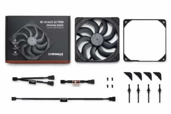 NOCTUA NF-A14x25 G2 PWM chromax.black 140mm Premium Quiet PC Fan - NF-A14x25 G2 PWM CH.BK
