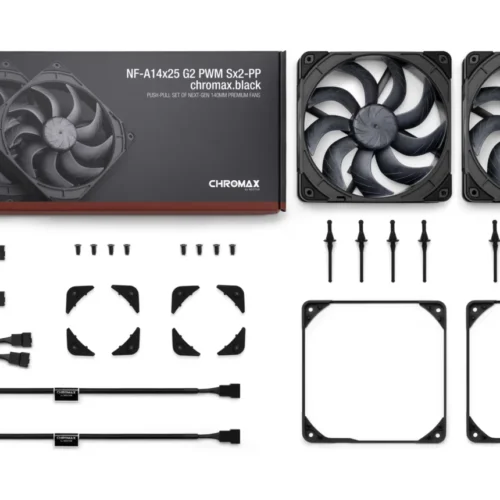 NOCTUA NF-A14x25 G2 PWM Sx2-PP chromax.black 140mm Dual Fan Set - NF-A14x25 G2 PWM Sx2-PP CH.BK