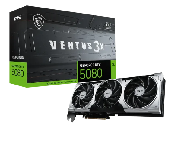 MSI GeForce RTX 5080 16GB VENTUS 3X OC PLUS SFF-Ready Triple-Fan GPU - RTX 5080 16G VENTUS 3X OC PLUS / OC