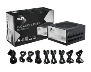 product_176397618826eb904a04ada64dbdfd02518894ec8c MSI - 850W 80 PLUS Platinum Fully Modular ATX 3.1 Power Supply Unit - PRO A850PL PCIE5
