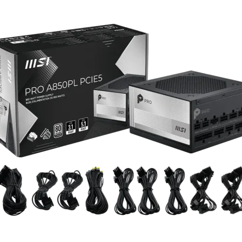 MSI - 850W 80 PLUS Platinum Fully Modular ATX 3.1 Power Supply Unit - PRO A850PL PCIE5