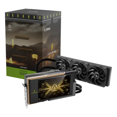 MSI GeForce RTX 5090 LIGHTNING Z 32GB GDDR7 Liquid Cooled GPU w/ 8-Inch Display - RTX 5090 32G LIGHTNING Z