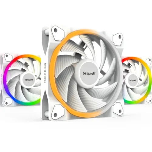 Be Quiet! Light Wings White 120mm PWM High-Speed Triple-Pack ARGB Case Fans with 18 ARGB LEDs and ARGB Hub - BL101