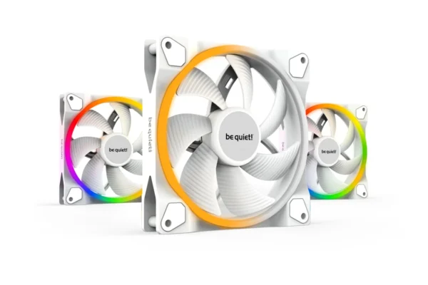 01_140_PWM Be Quiet! Light Wings White 140mm PWM Triple-Pack ARGB Case Fans with 20 ARGB LEDs and ARGB Hub - BL102