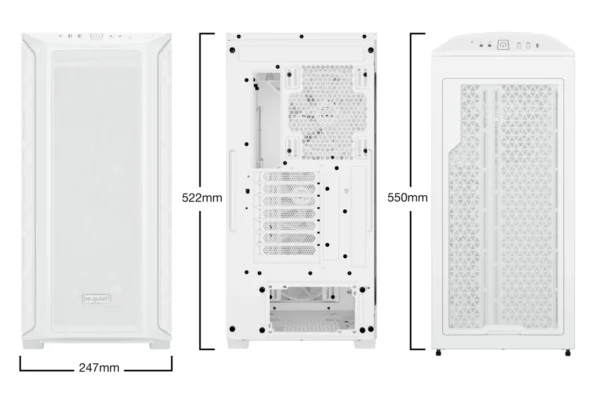 02_Shadow_Base_800_FX_white Be Quiet! Shadow Base 800 FX White Airflow ATX Midi-Tower Case with 4 Light Wings ARGB Fans & Tempered Glass - BGW64