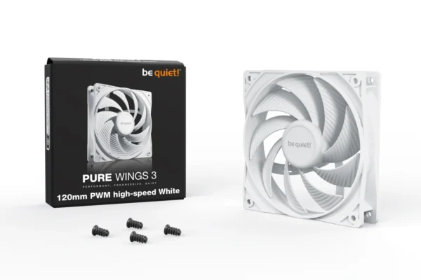 03_Pure_Wings_3_120mm_PWM_high-speed_White_packshot BE QUIET! Pure Wings 3 120mm PWM High-Speed Case Fan, Closed Loop Motor, Rifle Bearing, White - BL111