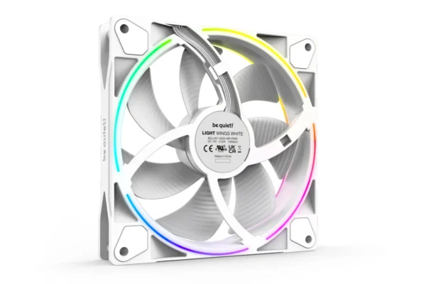 04_140_PWM Be Quiet! Light Wings White 140mm PWM Triple-Pack ARGB Case Fans with 20 ARGB LEDs and ARGB Hub - BL102