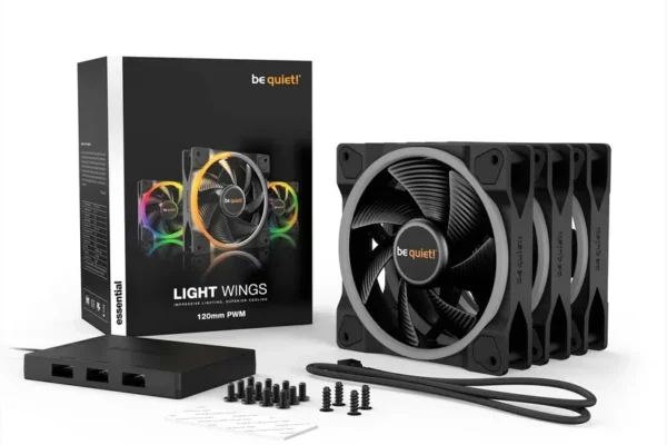 Be Quiet! Light Wings 120mm PWM ARGB High Airflow PC Case Fan Triple Pack w/ ARGB Hub - BL076