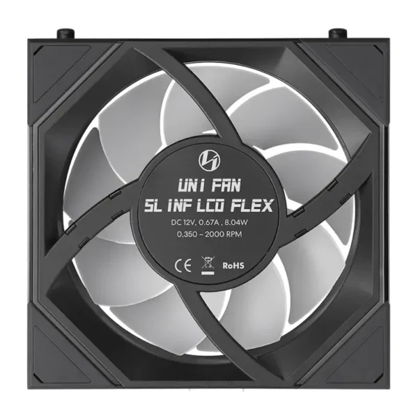 LIAN LI UNI FAN SL-INF FLEX LCD 120 Reverse Blade Black - 1.8" Display - ARGB FDB Fan - G9F.12RSLIND1F1B.K0