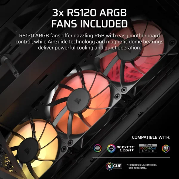 3200D_RS_ARGB_Black_Artboard05_AA CORSAIR 3200D RS ARGB Mid-Tower ATX PC Case Black, High-Airflow, Tempered Glass - CC-9011344-WW