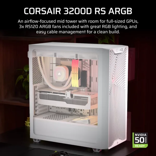 3200D_RS_ARGB_White_Artboard02_AA CORSAIR 3200D RS ARGB White Mid-Tower ATX PC Case - CC-9011345-WW