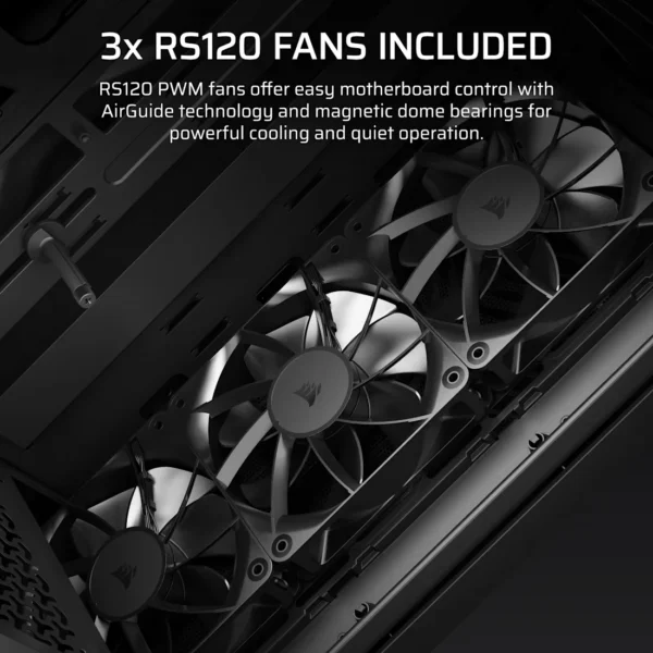CORSAIR 3200D RS Black Mid-Tower ATX PC Case, Tempered Glass, Reverse-Connector Support, 3x RS120 Fans - CC-9011334-WW
