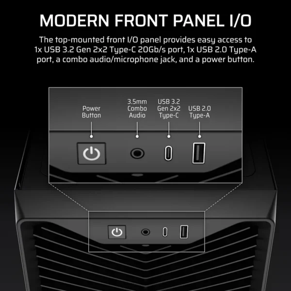CORSAIR 3200D RS Black Mid-Tower ATX PC Case, Tempered Glass, Reverse-Connector Support, 3x RS120 Fans - CC-9011334-WW