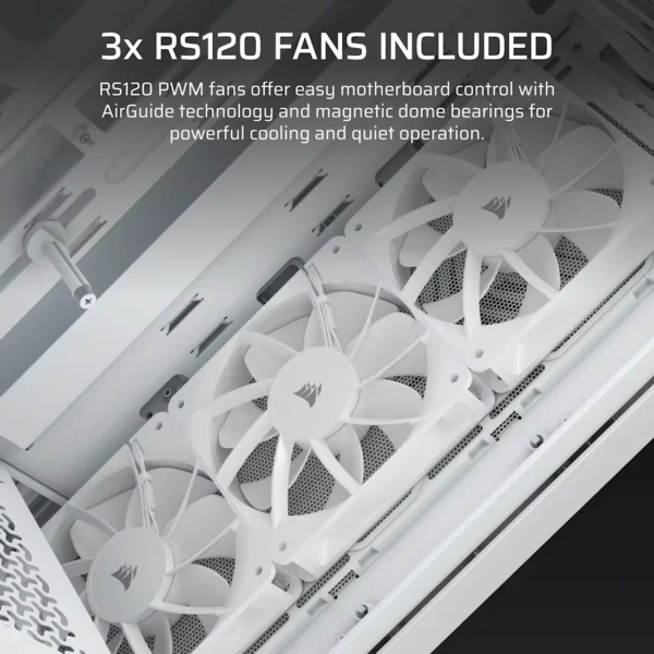 3200D_RS_White_Artboard05_AA CORSAIR 3200D RS White Mid-Tower ATX PC Case, Tempered Glass, Reverse-Connector Support, 3x RS120 Fans - CC-9011335-WW