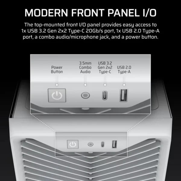 3200D_RS_White_Artboard08_AA CORSAIR 3200D RS White Mid-Tower ATX PC Case, Tempered Glass, Reverse-Connector Support, 3x RS120 Fans - CC-9011335-WW