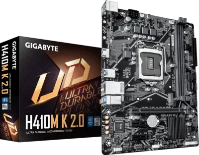 GIGABYTE H410M K 2.0 MATX Motherboard - LGA 1200, Dual DDR4, NVMe M.2, GbE LAN - GA-H410M-K-2.0