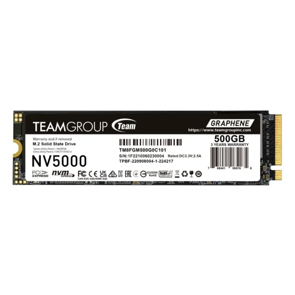 TEAMGROUP NV5000 500GB M.2 2280 PCIe Gen4 x4 NVMe Solid State Drive - TM8FGM500G0C101