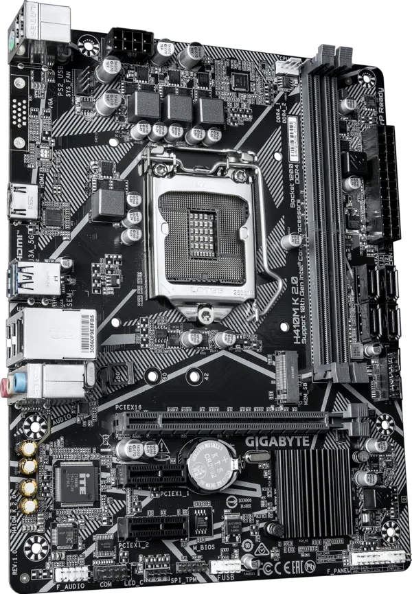 GIGABYTE H410M K 2.0 MATX Motherboard - LGA 1200, Dual DDR4, NVMe M.2, GbE LAN - GA-H410M-K-2.0