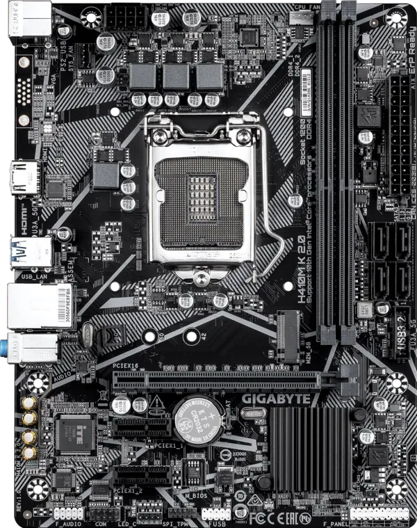 GIGABYTE H410M K 2.0 MATX Motherboard - LGA 1200, Dual DDR4, NVMe M.2, GbE LAN - GA-H410M-K-2.0