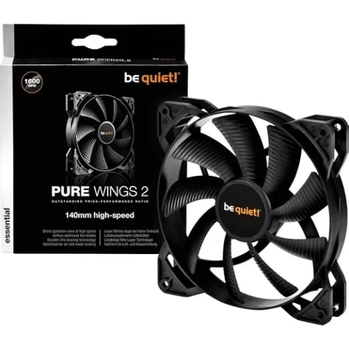Be Quiet! Pure Wings 2 140mm High-Speed PC Case & Radiator Fan with 1600 RPM, Rifle Bearing & High Air Pressure - BL082