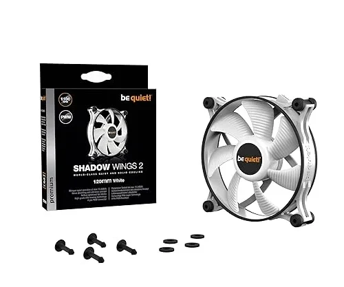 BE QUIET! Shadow Wings 2 White 120mm PWM Case Fan, 1100 RPM, Anti-Vibration, Rifle Bearing - BL089