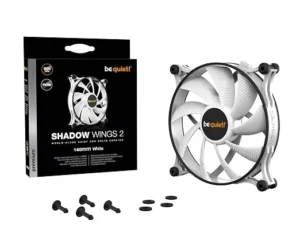 BE QUIET! Shadow Wings 2 White 140mm PWM Case Fan, 900 RPM, Anti-Vibration, Rifle Bearing - BL091