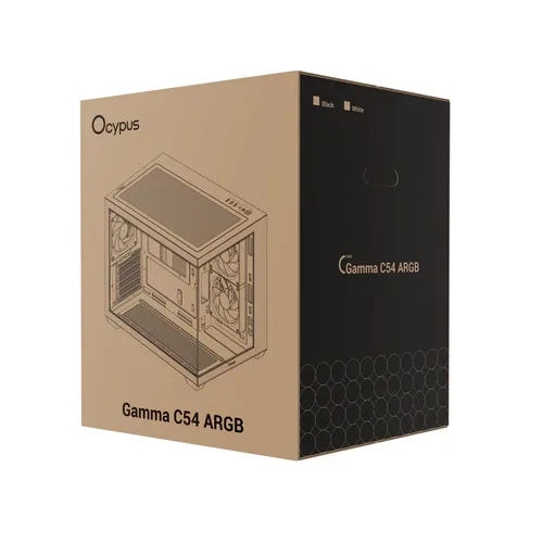 OCYPUS GAMMA C54 Black Panoramic MATX Mini-Tower PC Case, Tempered Glass, 3x ARGB Fans - GAMMA-C54-BKD300XX-GL