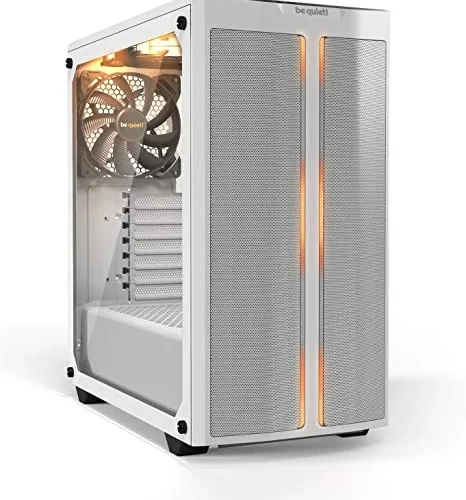 BE QUIET! Pure Base 500DX White Mid-Tower Case, High Airflow, ARGB, Tempered Glass, 3x 140mm Fans - BGW38