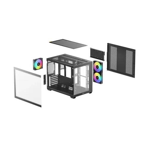 OCYPUS GAMMA C54 Black Panoramic MATX Mini-Tower PC Case, Tempered Glass, 3x ARGB Fans - GAMMA-C54-BKD300XX-GL