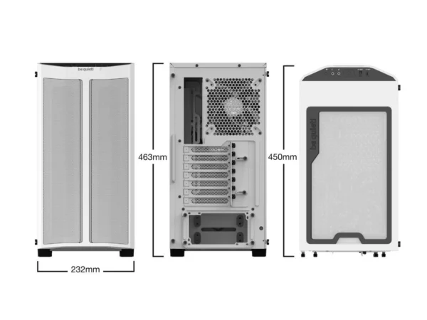 A68VS200420ls6Xd BE QUIET! Pure Base 500DX White Mid-Tower Case, High Airflow, ARGB, Tempered Glass, 3x 140mm Fans - BGW38