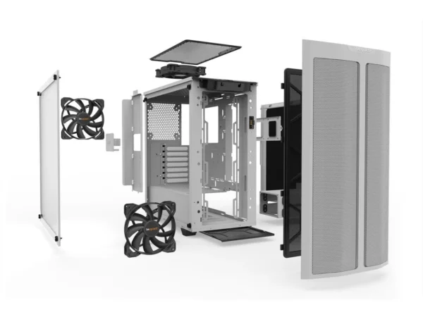 A68VS200420qbE2u BE QUIET! Pure Base 500DX White Mid-Tower Case, High Airflow, ARGB, Tempered Glass, 3x 140mm Fans - BGW38