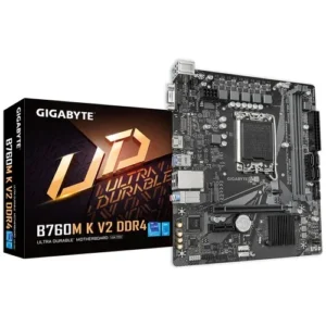 GIGABYTE B760M K V2 Micro ATX Motherboard - Intel B760 LGA 1700, DDR4, PCIe 4.0, M.2 - GA-B760M-K-V2-DDR4