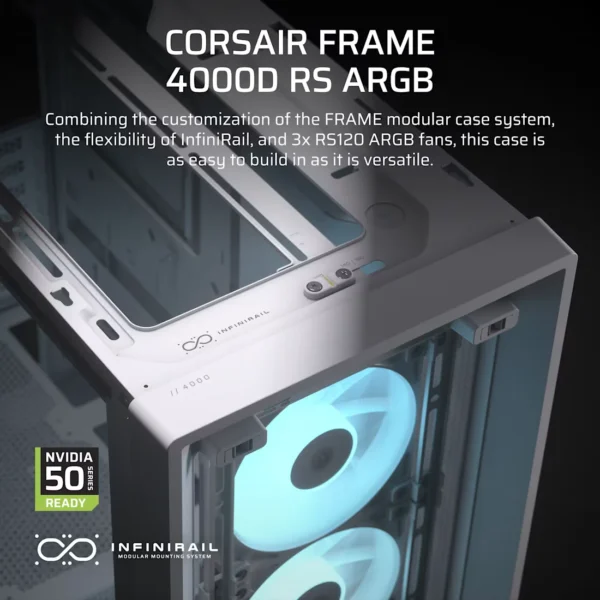 CORSAIR FRAME 4000D RS ARGB Modular Mid-Tower ATX PC Case - White - CC-9011297-WW