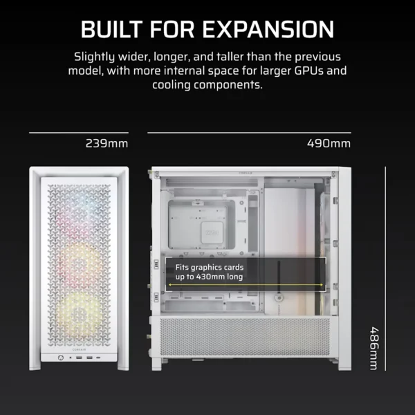 CORSAIR FRAME 4000D RS ARGB Modular Mid-Tower ATX PC Case - White - CC-9011297-WW