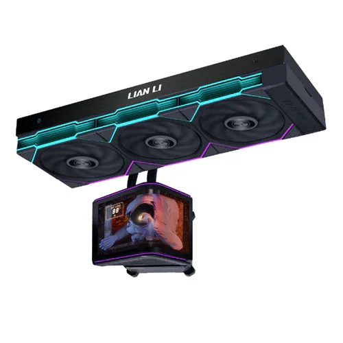 Lian Li - HydroShift II OLED Curved 360TL AIO Liquid Cooler - 6.67" 2K Display - Black - G89.GHS2OLDC36TB.00