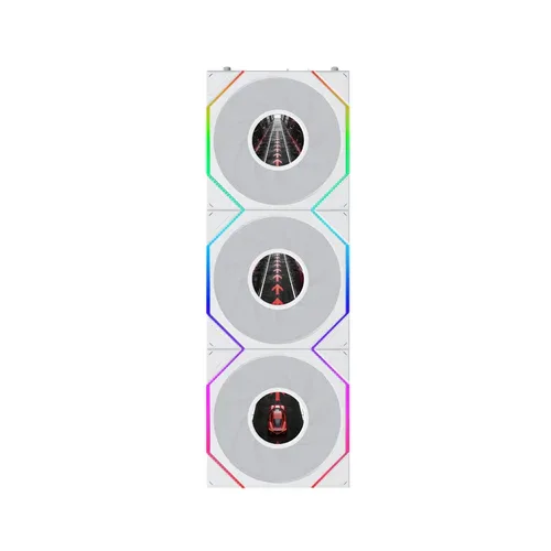 LIAN LI - UNI Fan TL Flex LCD 120mm Reverse Blade 3-Pack White - 1.8 Inch Display - ARGB - G9F.12RTLLCD1F3W.K0