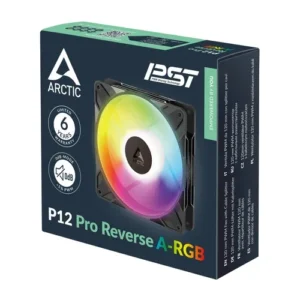 ARCTIC P12 Pro Reverse A-RGB 120mm PWM PST Static Pressure Case Cooling Fan Fluid Dynamic Bearing Black - ACFAN00322A