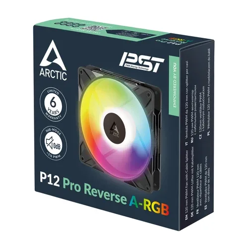 ARCTIC P12 Pro Reverse A-RGB 120mm PWM PST Static Pressure Case Cooling Fan Fluid Dynamic Bearing Black - ACFAN00322A