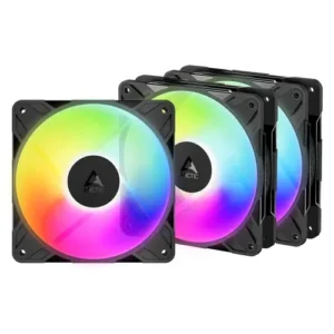 ARCTIC P12 Pro Reverse A-RGB 120mm PWM PST Static Pressure Case Cooling Fan 3-Pack Black - ACFAN00333A
