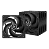 ARCTIC P12 120mm Static Pressure Case Cooling Fan 5-Pack 1800 RPM Fluid Dynamic Bearing Black - ACFAN00135A