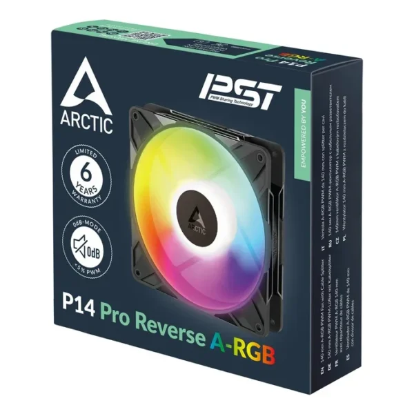 P14_Pro_Reverse_ARGB_black_g05_700x ARCTIC P14 Pro Reverse A-RGB 140mm PWM PST Static Pressure Case Cooling Fan Fluid Dynamic Bearing - ACFAN00323A