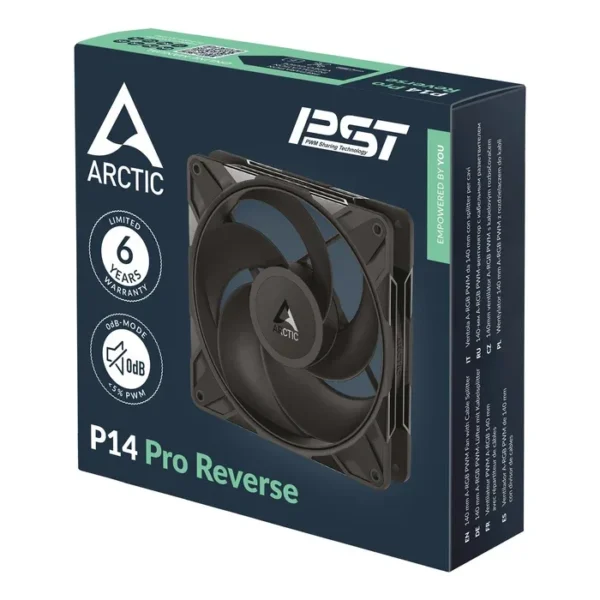 P14_Pro_Reverse_black_g05_700x ARCTIC P14 Pro Reverse 140mm PWM PST Static Pressure Case Cooling Fan Fluid Dynamic Bearing - ACFAN00329A