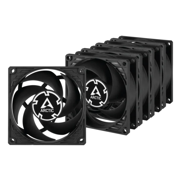 ARCTIC P8 80mm Static Pressure Case Cooling Fan 5-Pack 3000 RPM Fluid Dynamic Bearing Black - ACFAN00153A