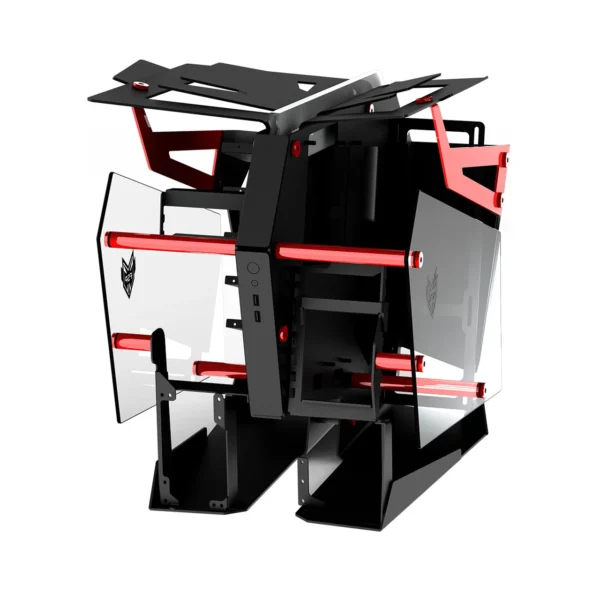 PIC19c00000000007461 FSP T-WINGS Dual System Open Frame Tempered Glass ARGB E-ATX Mid Tower Case Gold & Red - CMT710