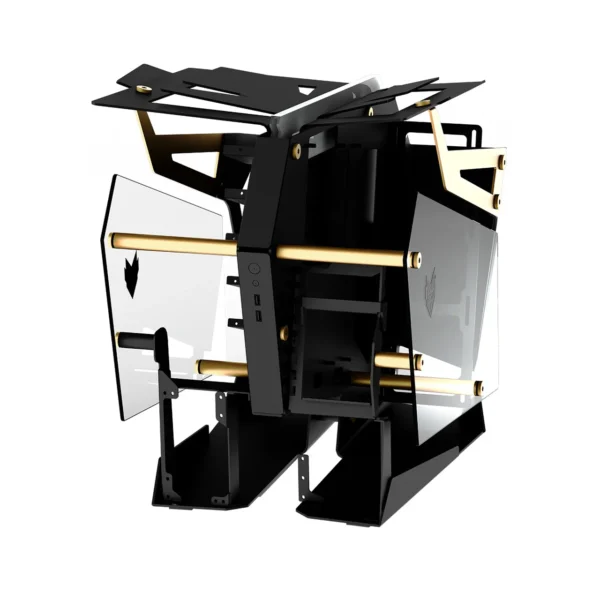 PIC20200000000007627 FSP T-WINGS Dual System Open Frame Tempered Glass ARGB E-ATX Mid Tower Case Gold & Red - CMT710