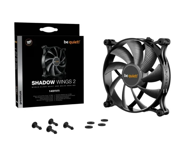 bl086_w_5 Be Quiet! Shadow Wings 2 140mm Rifle Bearing 900 RPM Quiet PC Fan - BL086