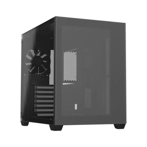 FSP CMT380B Black ATX Mid Tower Dual-Chamber Tempered Glass Computer Case, Dual 360mm Radiator Support - CMT380B