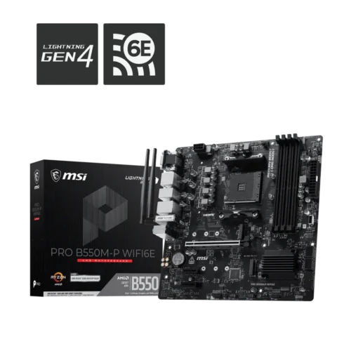 MSI PRO B550M-P WIFI6E AM4 Micro-ATX DDR4 PCIe 4.0 Dual M.2 Wi-Fi 6E Motherboard